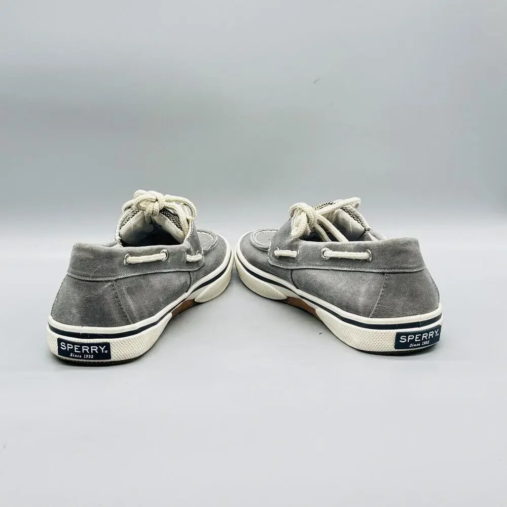 Sperry Shoes Mens 9.5 Gray Canvas Top Sider Boat Deck Moc Toe Casual Comfort
